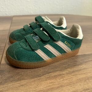 adidas Kids Gazelle Suede Velcro Sneakers - Green/Cream